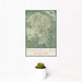 12x18 Pinnacles National Park Map Print Portrait Orientation in Woodblock Style With Small Cactus Plant in White Planter
