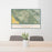 24x36 Pinnacles National Park Map Print Lanscape Orientation in Woodblock Style Behind 2 Chairs Table and Potted Plant