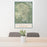 24x36 Pinnacles National Park Map Print Portrait Orientation in Woodblock Style Behind 2 Chairs Table and Potted Plant