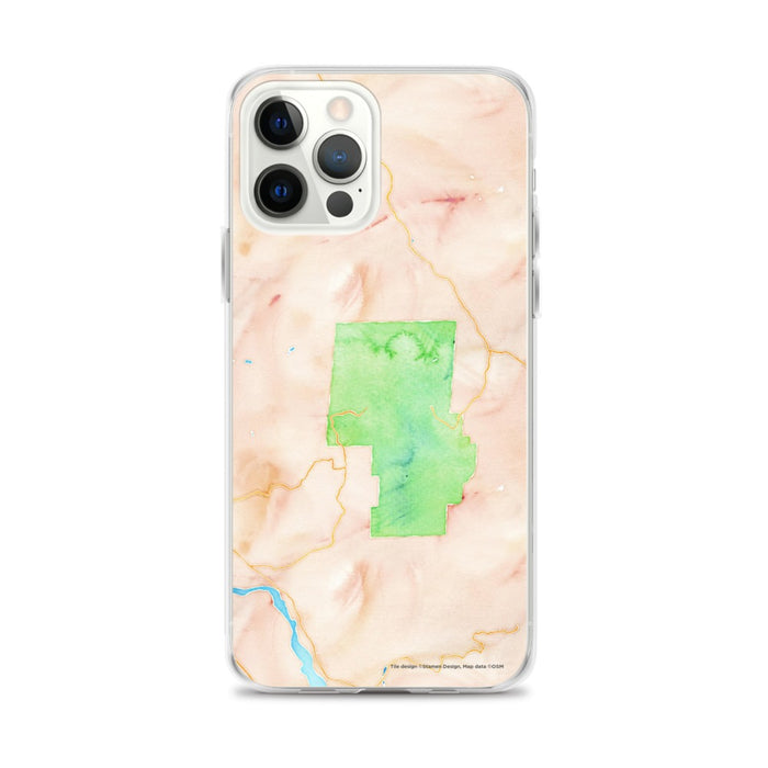 Custom iPhone 12 Pro Max Pinnacles National Park Map Phone Case in Watercolor