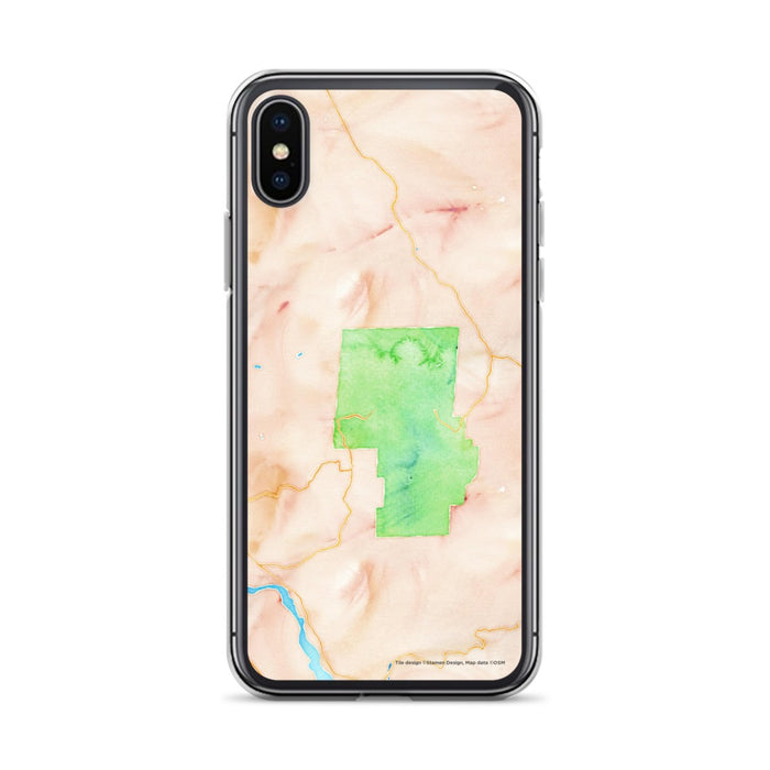 Custom iPhone X/XS Pinnacles National Park Map Phone Case in Watercolor
