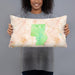 Person holding 20x12 Custom Pinnacles National Park Map Throw Pillow in Watercolor