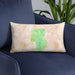 Custom Pinnacles National Park Map Throw Pillow in Watercolor on Blue Colored Chair