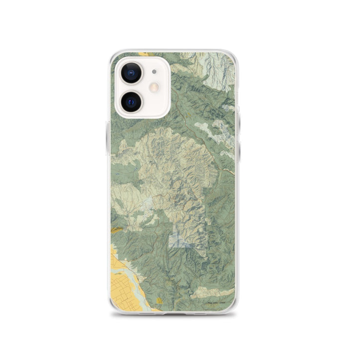 Custom iPhone 12 Pinnacles National Park Map Phone Case in Woodblock