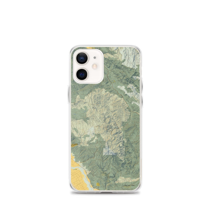 Custom iPhone 12 mini Pinnacles National Park Map Phone Case in Woodblock