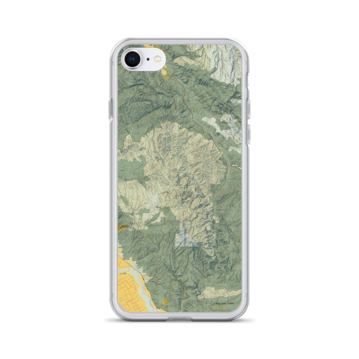 Custom iPhone SE Pinnacles National Park Map Phone Case in Woodblock