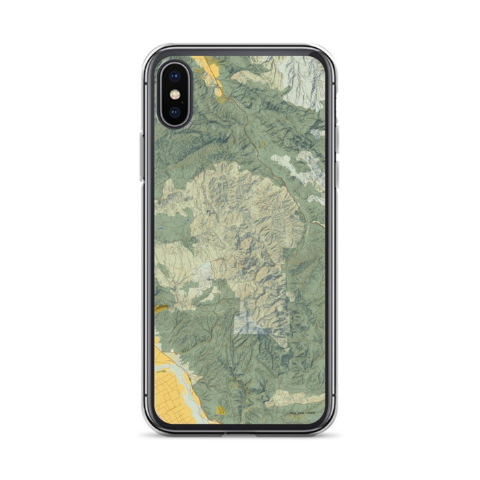 Custom iPhone X/XS Pinnacles National Park Map Phone Case in Woodblock