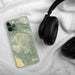 Custom Pinnacles National Park Map Phone Case in Woodblock on Table with Black Headphones
