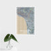 16x24 Pismo Beach California Map Print Portrait Orientation in Afternoon Style With Tropical Plant Leaves in Water