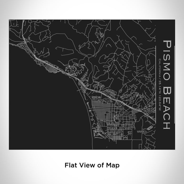 Rendered View of Pismo Beach California Map Engraving on 20oz Stainless Steel Insulated Bottle with Bamboo Top in Black