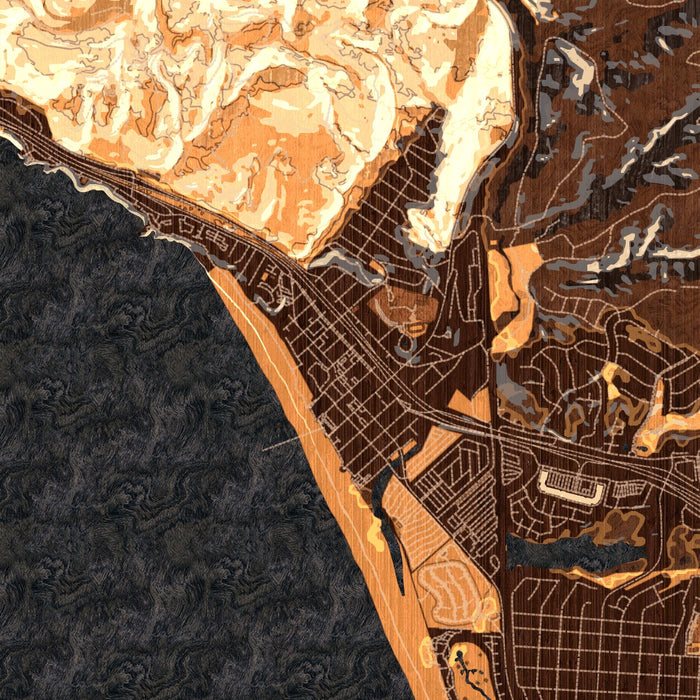 Pismo Beach California Map Print in Ember Style Zoomed In Close Up Showing Details