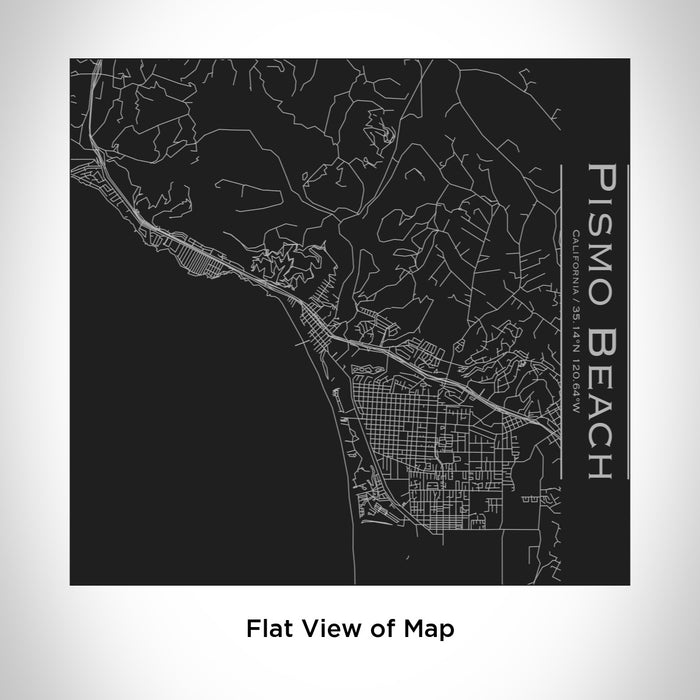 Rendered View of Pismo Beach California Map Engraving on 17oz Stainless Steel Insulated Tumbler in Black