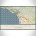 Pismo Beach California Map Print Landscape Orientation in Woodblock Style With Shaded Background