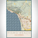 Pismo Beach California Map Print Portrait Orientation in Woodblock Style With Shaded Background