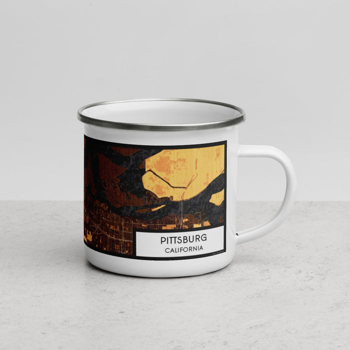 Right View Custom Pittsburg California Map Enamel Mug in Ember