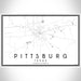 Pittsburg Texas Map Print Landscape Orientation in Classic Style With Shaded Background