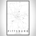 Pittsburg Texas Map Print Portrait Orientation in Classic Style With Shaded Background