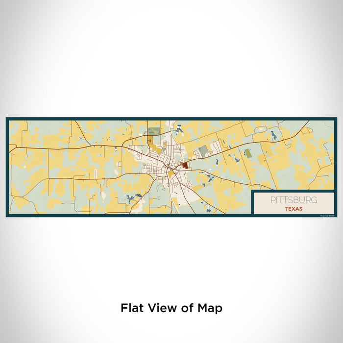 Flat View of Map Custom Pittsburg Texas Map Enamel Mug in Woodblock