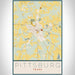 Pittsburg Texas Map Print Portrait Orientation in Woodblock Style With Shaded Background