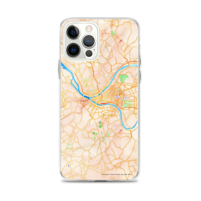 Custom Pittsburgh Pennsylvania Map iPhone 12 Pro Max Phone Case in Watercolor