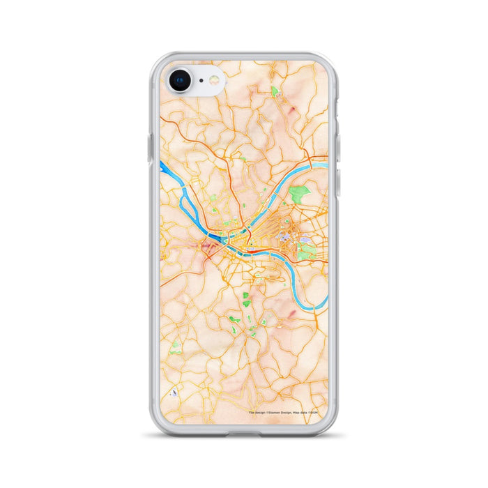 Custom Pittsburgh Pennsylvania Map iPhone SE Phone Case in Watercolor