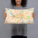 Person holding 20x12 Custom Pittsburgh Pennsylvania Map Throw Pillow in Watercolor
