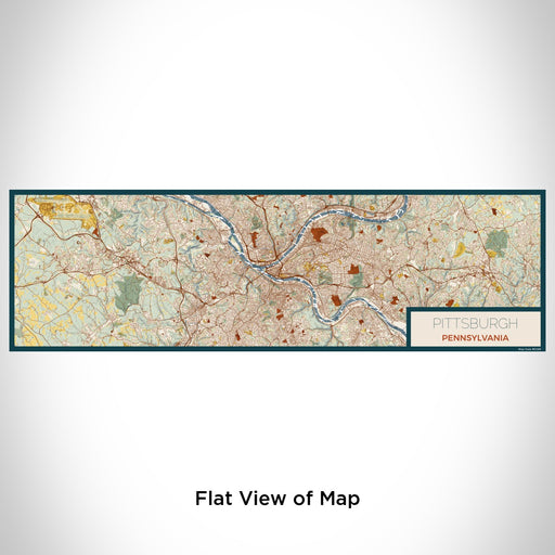 Flat View of Map Custom Pittsburgh Pennsylvania Map Enamel Mug in Woodblock