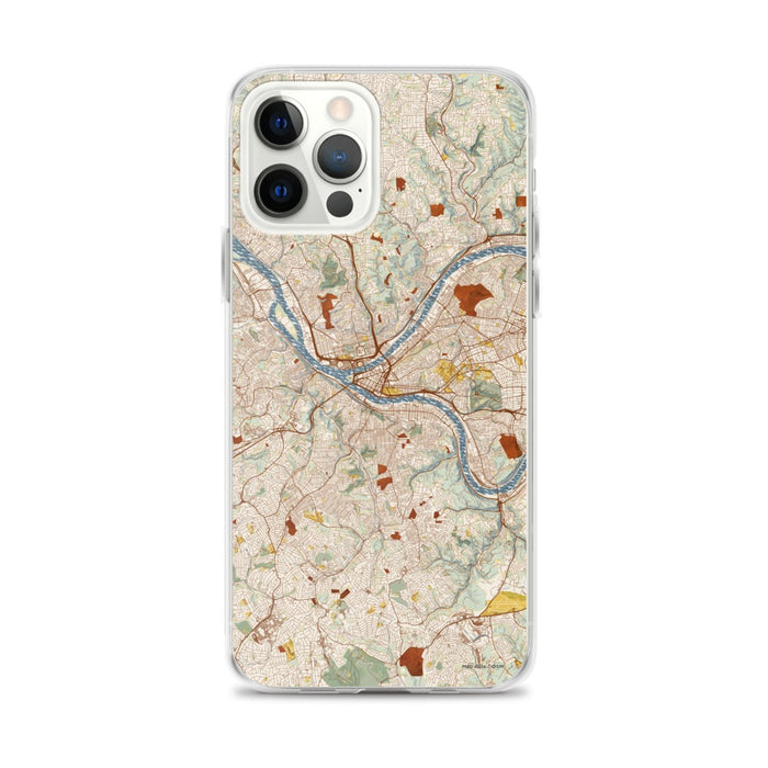 Custom Pittsburgh Pennsylvania Map iPhone 12 Pro Max Phone Case in Woodblock