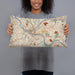 Person holding 20x12 Custom Pittsburgh Pennsylvania Map Throw Pillow in Woodblock