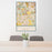 24x36 Pittsford New York Map Print Portrait Orientation in Woodblock Style Behind 2 Chairs Table and Potted Plant