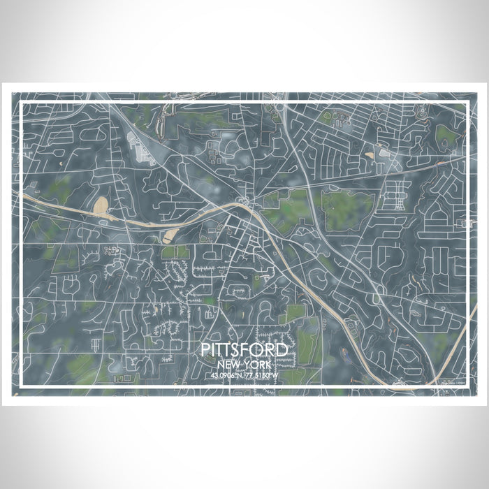 Pittsford New York Map Print Landscape Orientation in Afternoon Style With Shaded Background