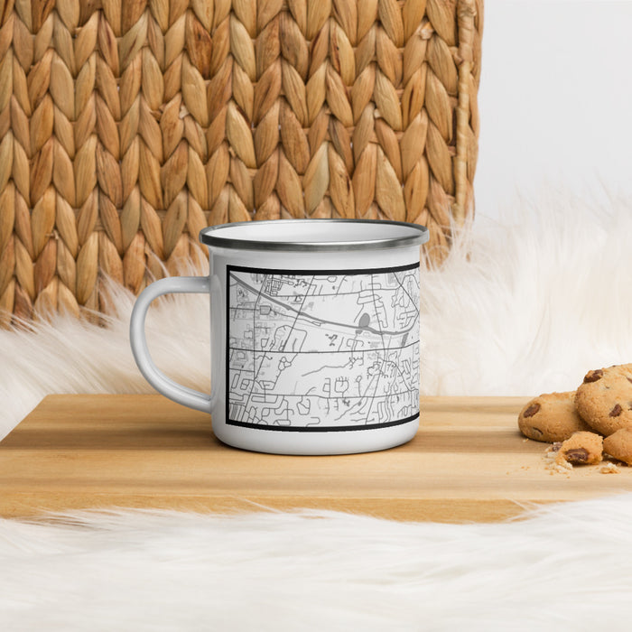 Left View Custom Pittsford New York Map Enamel Mug in Classic on Table Top