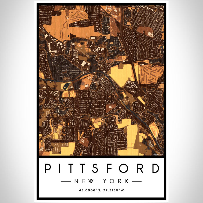 Pittsford New York Map Print Portrait Orientation in Ember Style With Shaded Background