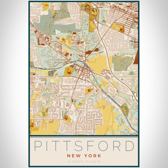 Pittsford New York Map Print Portrait Orientation in Woodblock Style With Shaded Background
