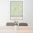 24x36 Plainfield New Hampshire Map Print Portrait Orientation in Woodblock Style Behind 2 Chairs Table and Potted Plant
