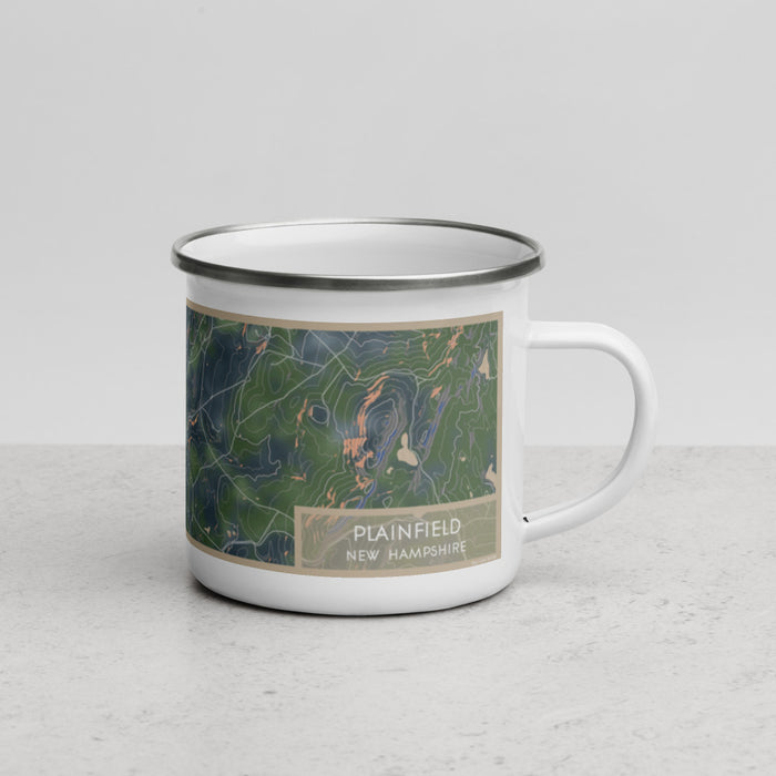 Right View Custom Plainfield New Hampshire Map Enamel Mug in Afternoon
