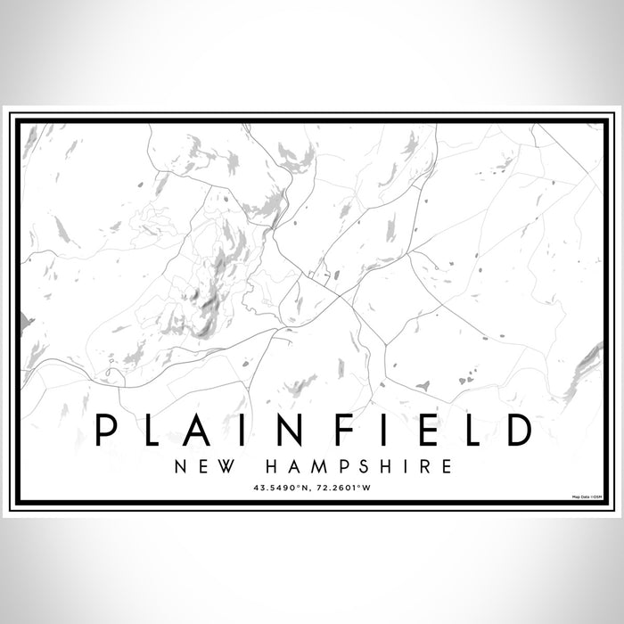 Plainfield New Hampshire Map Print Landscape Orientation in Classic Style With Shaded Background