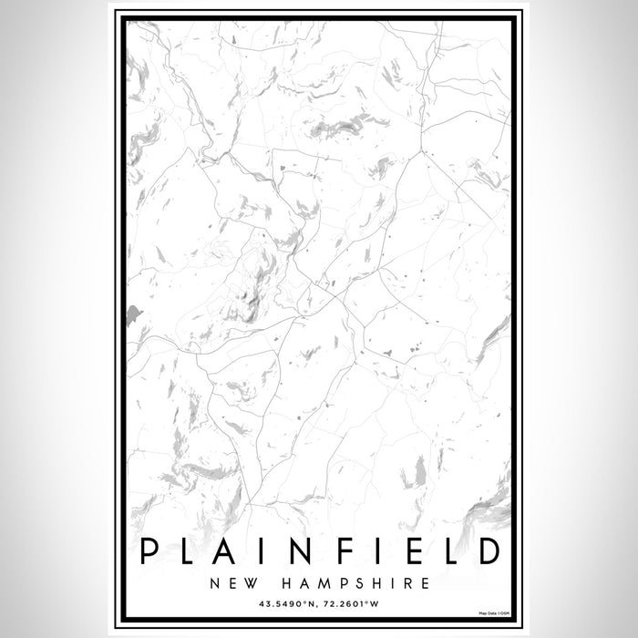 Plainfield New Hampshire Map Print Portrait Orientation in Classic Style With Shaded Background