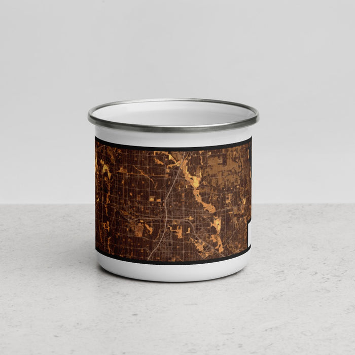 Front View Custom Plano Texas Map Enamel Mug in Ember