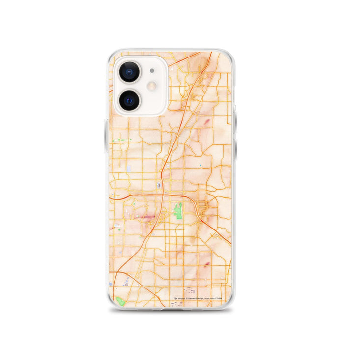 Custom Plano Texas Map iPhone 12 Phone Case in Watercolor