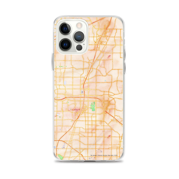 Custom Plano Texas Map iPhone 12 Pro Max Phone Case in Watercolor