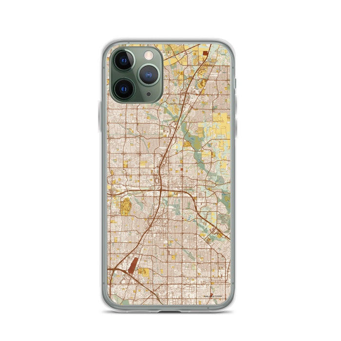 Custom Plano Texas Map Phone Case in Woodblock