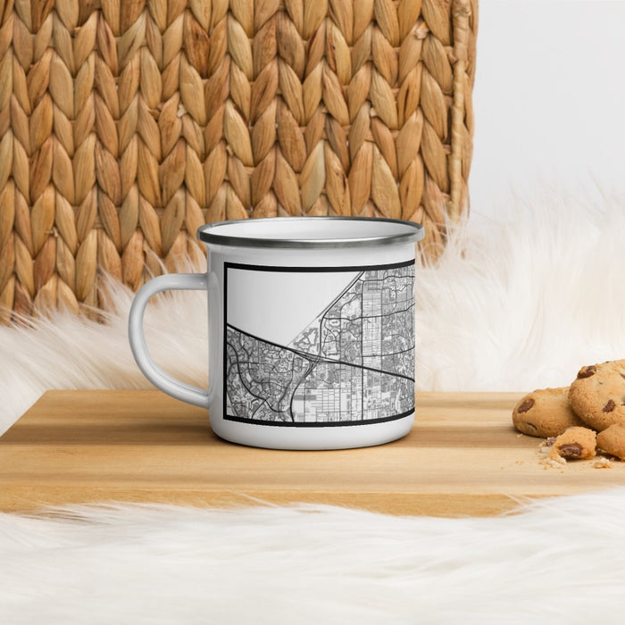 Left View Custom Plantation Florida Map Enamel Mug in Classic on Table Top