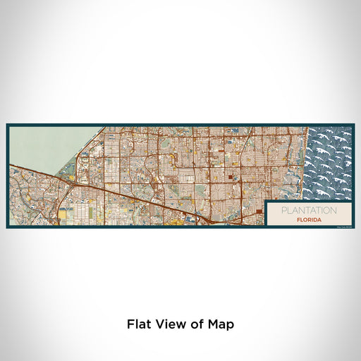 Flat View of Map Custom Plantation Florida Map Enamel Mug in Woodblock