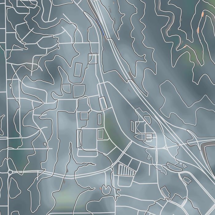 Platte City Missouri Map Print in Afternoon Style Zoomed In Close Up Showing Details