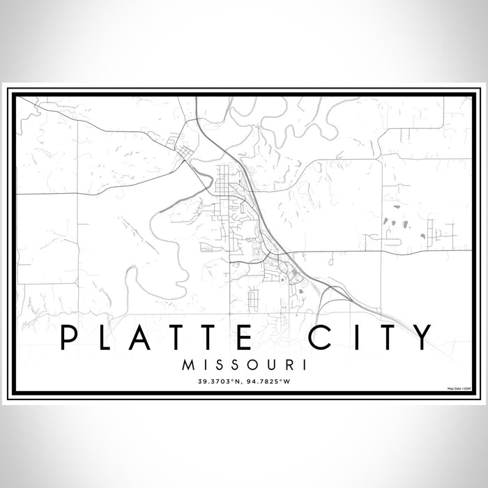 Platte City Missouri Map Print Landscape Orientation in Classic Style With Shaded Background