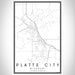 Platte City Missouri Map Print Portrait Orientation in Classic Style With Shaded Background