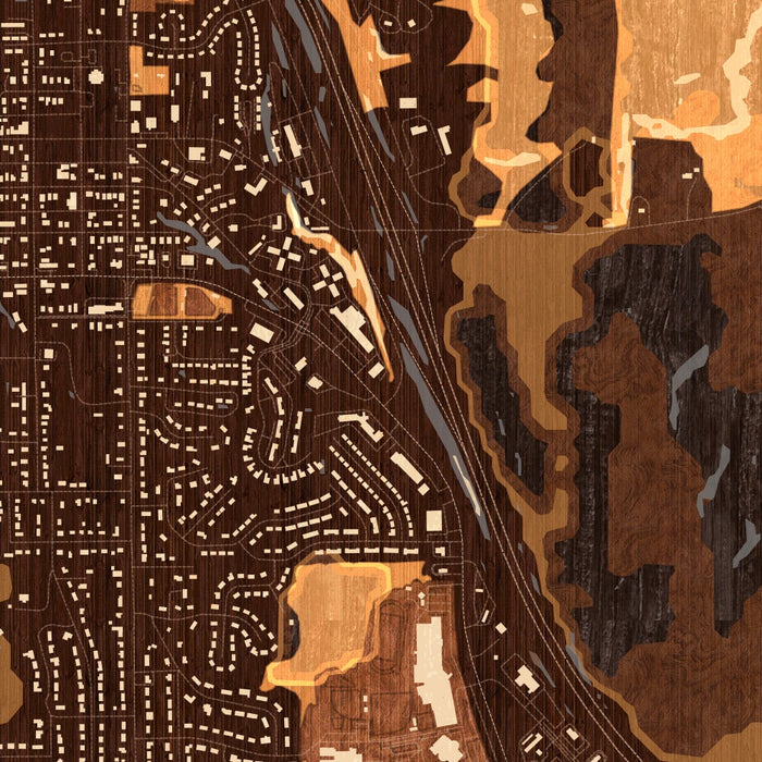 Platte City Missouri Map Print in Ember Style Zoomed In Close Up Showing Details