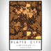 Platte City Missouri Map Print Portrait Orientation in Ember Style With Shaded Background