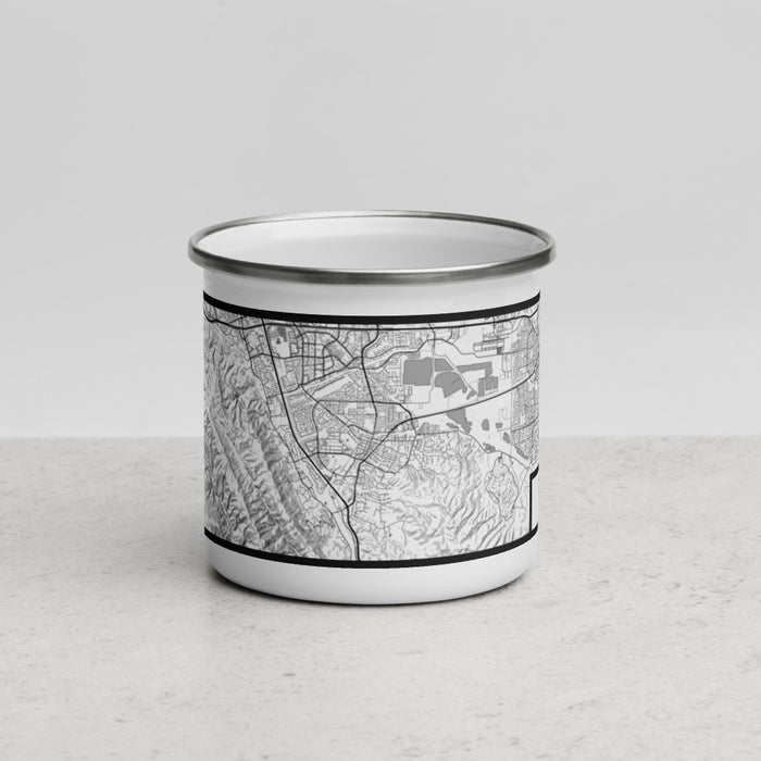 Front View Custom Pleasanton California Map Enamel Mug in Classic
